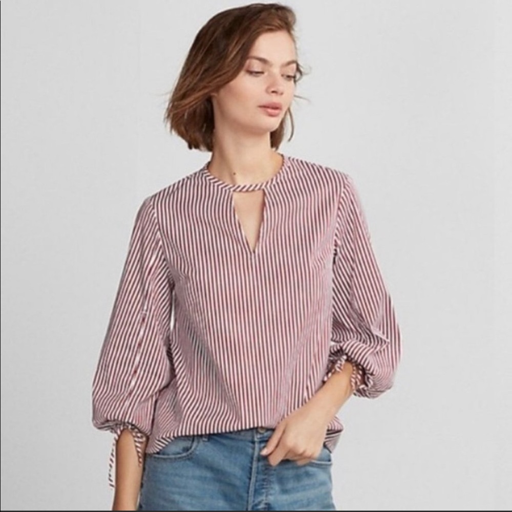 EXPRESS Striped Tie Sleeve Top size S/P
